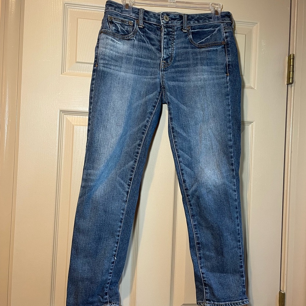 American Eagle‎ Outfitters Blue Cropped Jeans, Boy Crop Stretch, Size 2